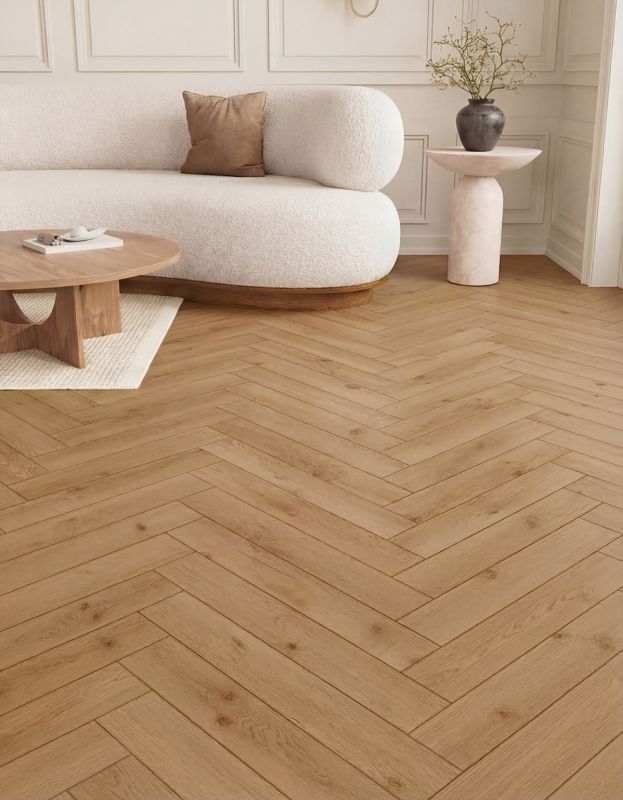 Laminatgulv Sildebensmønster Brun 643x131x8 mm 1,179 m²