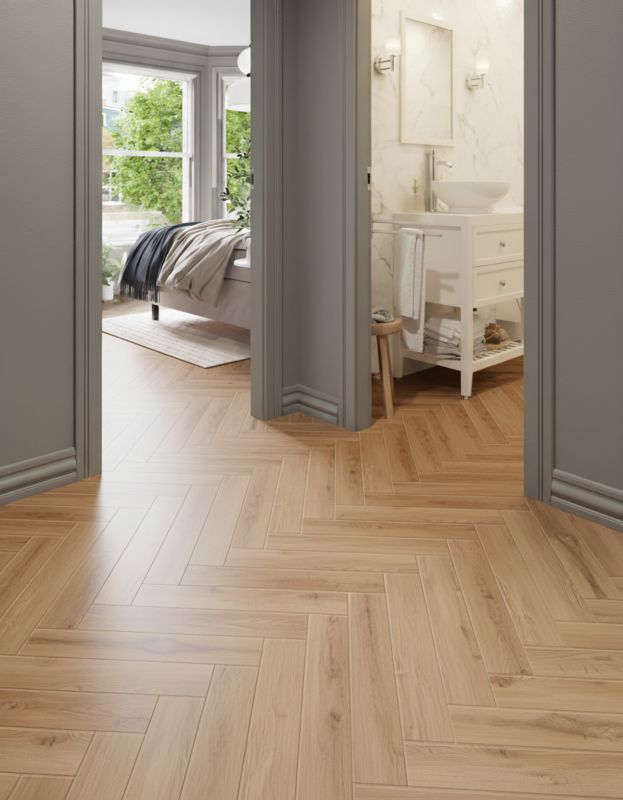 Laminatgulv Sildebensmønster Brun 643x131x8 mm 1,179 m²