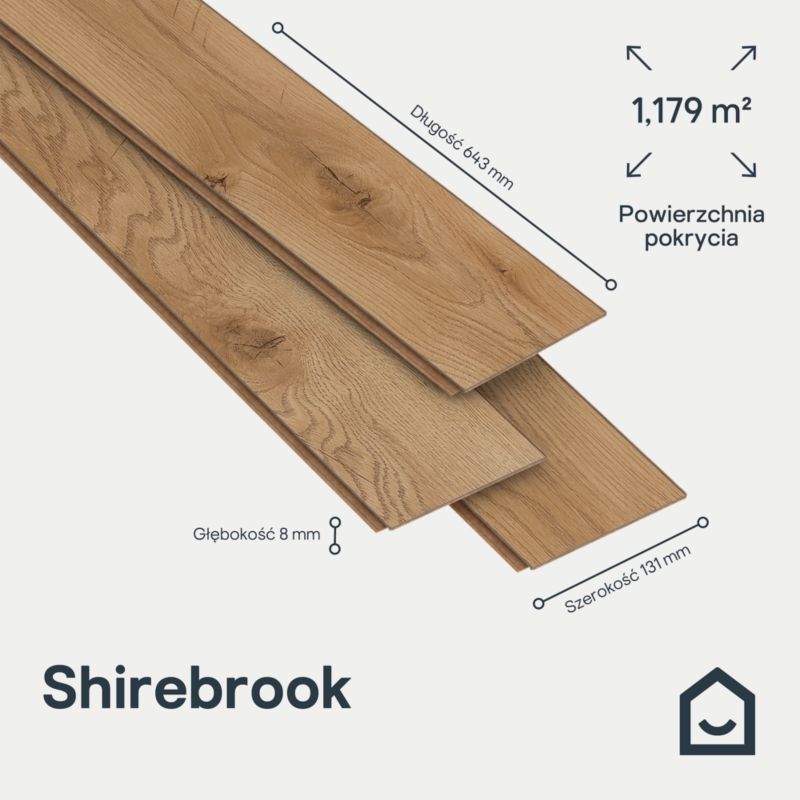 Laminatgulv Sildebensmønster Brun 643x131x8 mm 1,179 m²