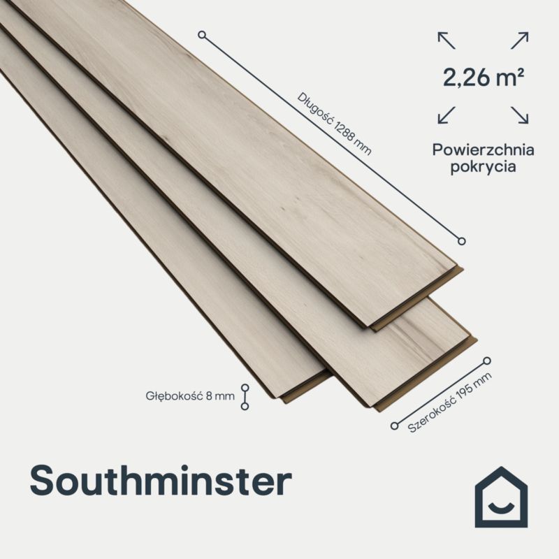 Laminatgulv Southminster Grå 128,8x19,5 cm 2,26 m²