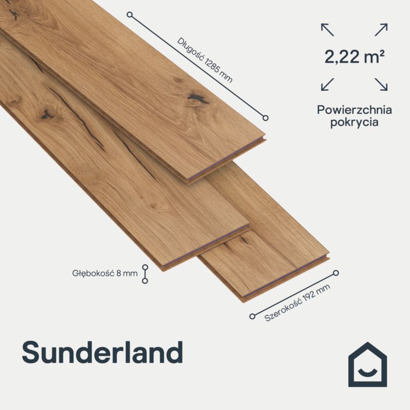 Laminatgulv 128,5x19,2 cm Brun Mat AC5 2,22 m²