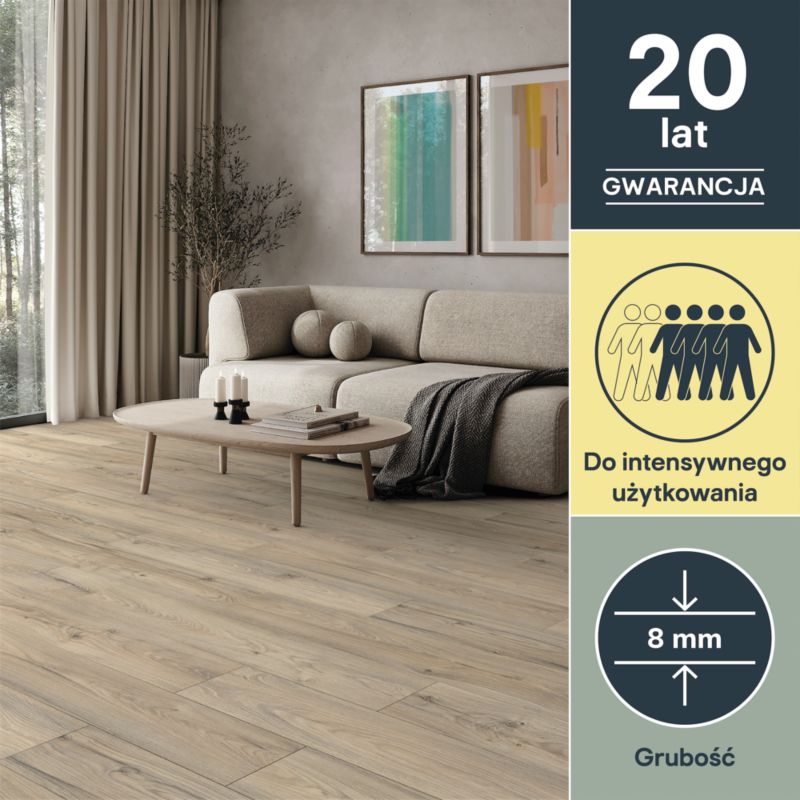 Laminatgulv Tadcaster AC4 128,8x19,5 cm Gråbeige 2,26 m²