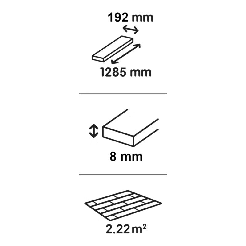 laminatgulv AC5 8x192x1285 mm – 2,22 m²