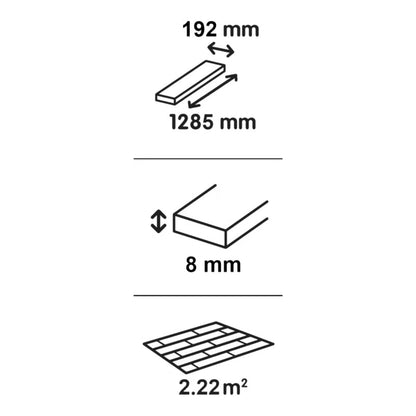 laminatgulv AC5 8x192x1285 mm – 2,22 m²