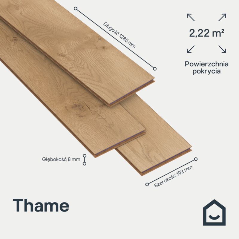 Laminatgulv Thame AC5 2,22 m² Brun