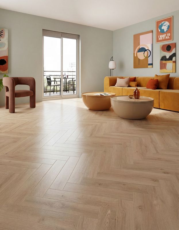 Laminatgulv Sildebensmønster Brun 1,179 m² AC5