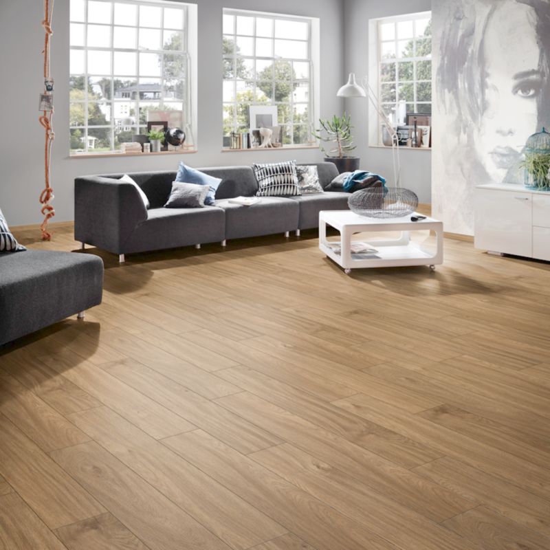 Laminatgulv Vandtæt Aura AC4 128,8x19,5 cm Mørk Beige 2,26 m²