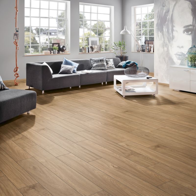 Laminatgulv Vandtæt Aura AC4 128,8x19,5 cm Mørk Beige 2,26 m²
