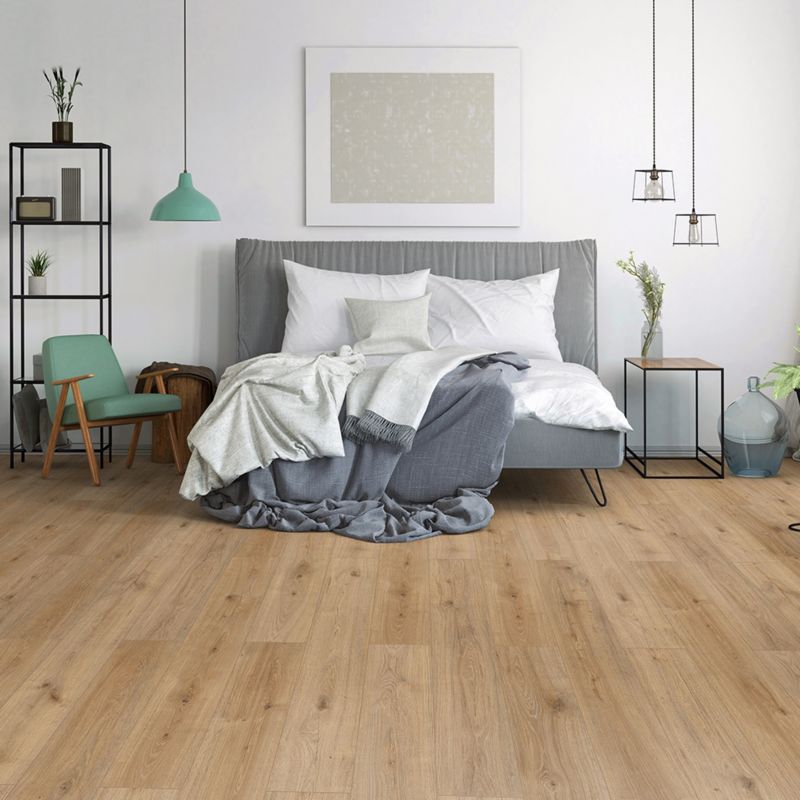 Laminatgulv Dąb Sand 128,5x19,2 cm Brun Vandtæt 2,46 m²