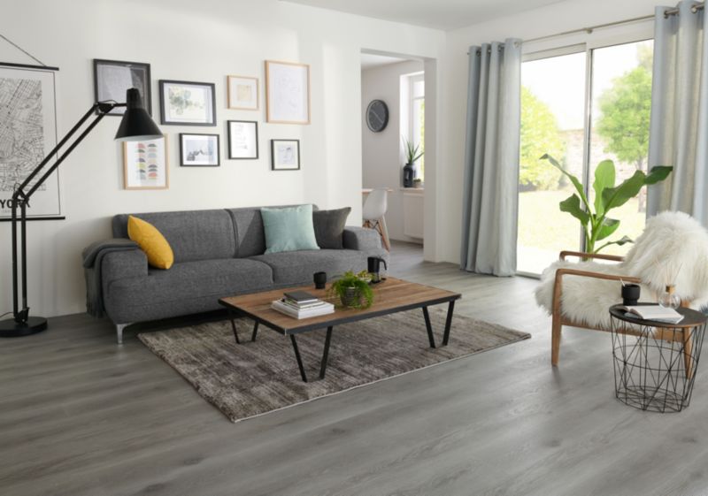 GoodHome vinylgulvpaneler 18 x 122 cm grå 2,2 m2