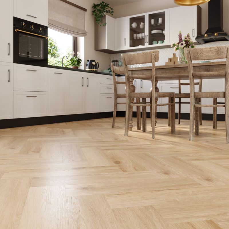 GoodHome SPC vinylgulvpaneler i Bedford eg, sildebensmønster