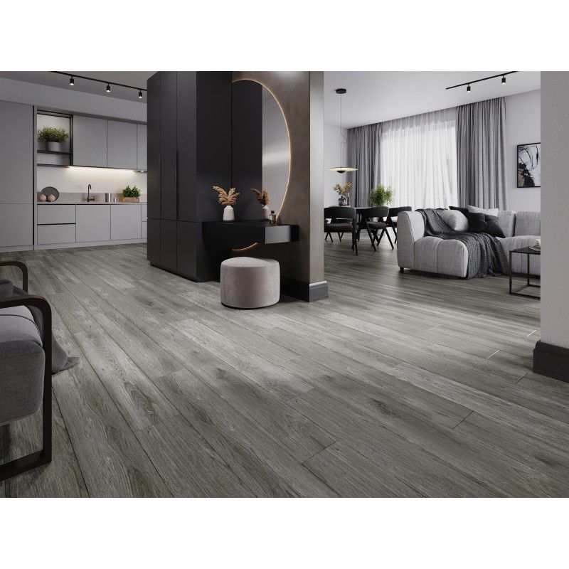 Mexen Claremont grå vinylgulvpaneler 1240 x 182 mm, 8 stk.