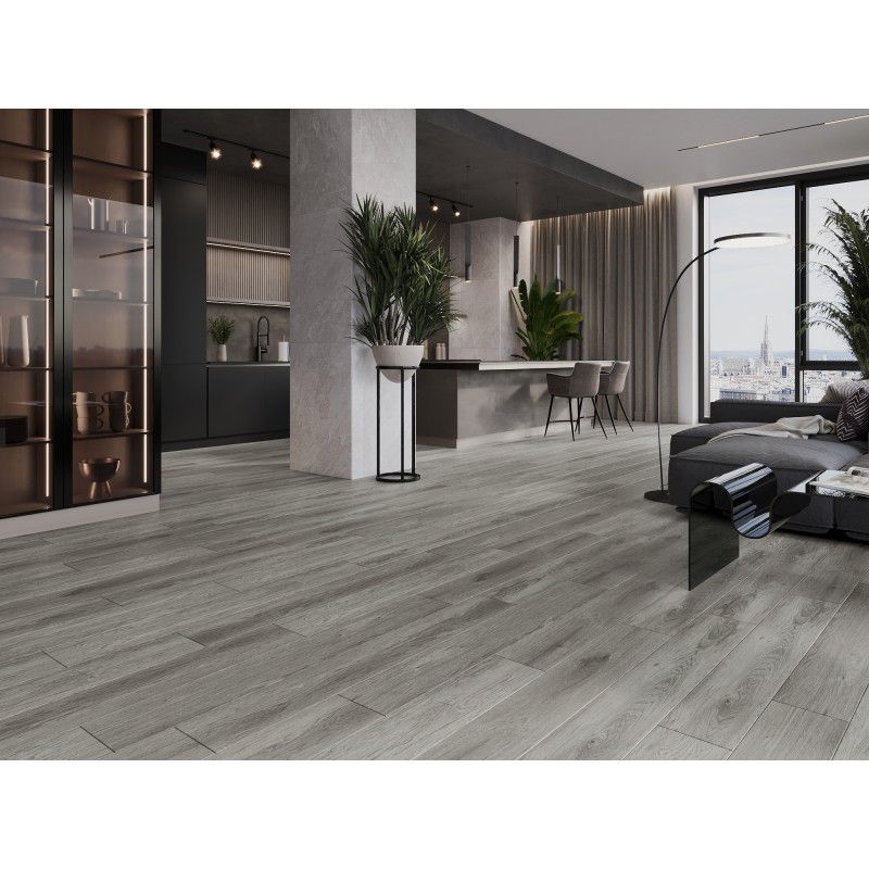 Mexen Claremont grå vinylgulvpaneler 1240 x 182 mm, 8 stk.