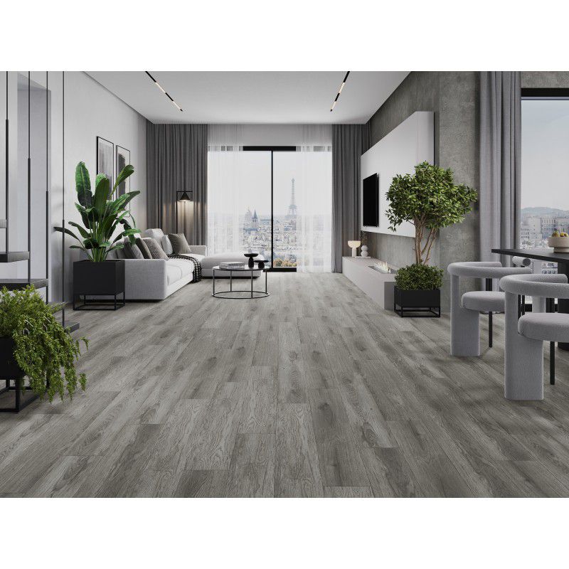 Mexen Claremont grå vinylgulvpaneler 1240 x 182 mm, 8 stk.