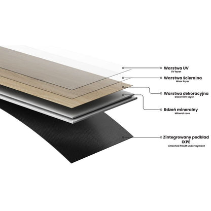 Mexen El Paso valnød vinylgulvpaneler 1240x182 mm, 8 stk.