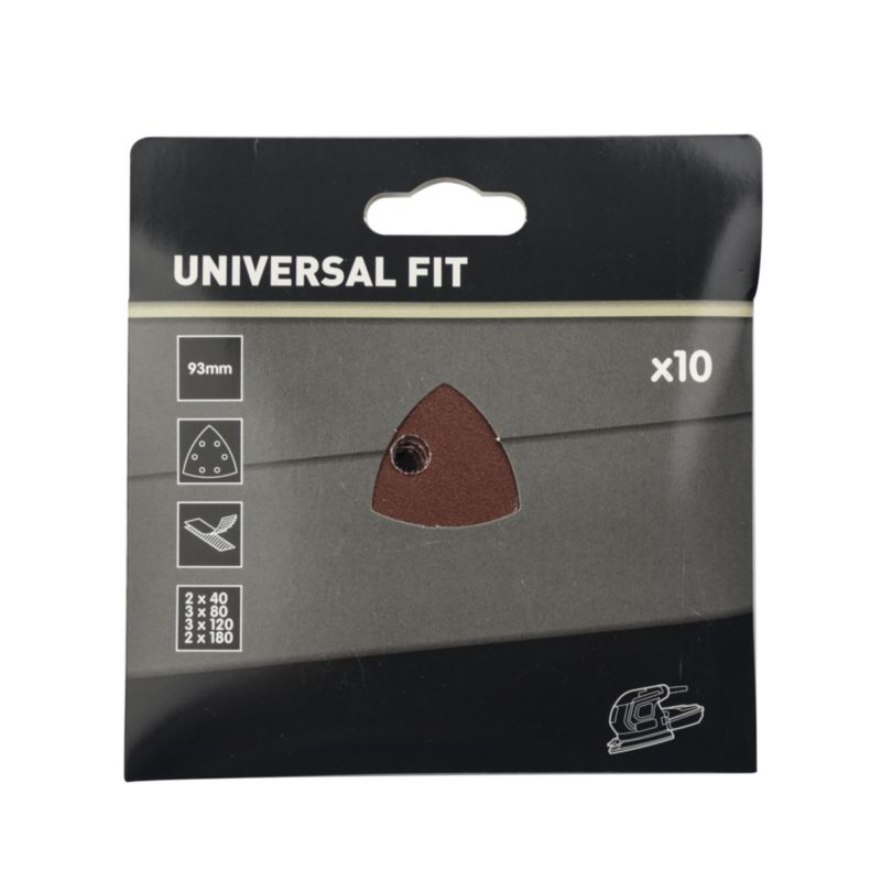 Universal slibepapir 93 mm med velcro, strygejern-form, mix, 10 stk.