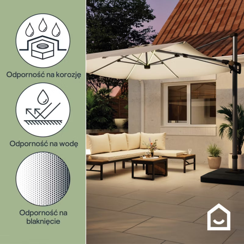 Parasol Corby 3x3 m LED Trælook