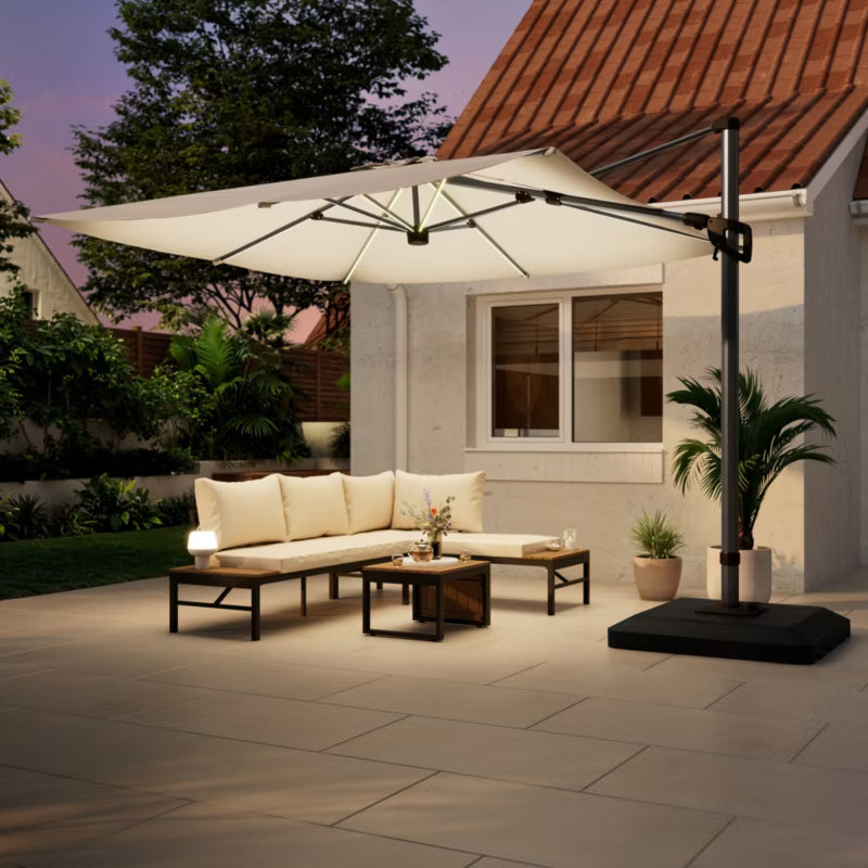 Parasol Corby 3x3 m LED Trælook