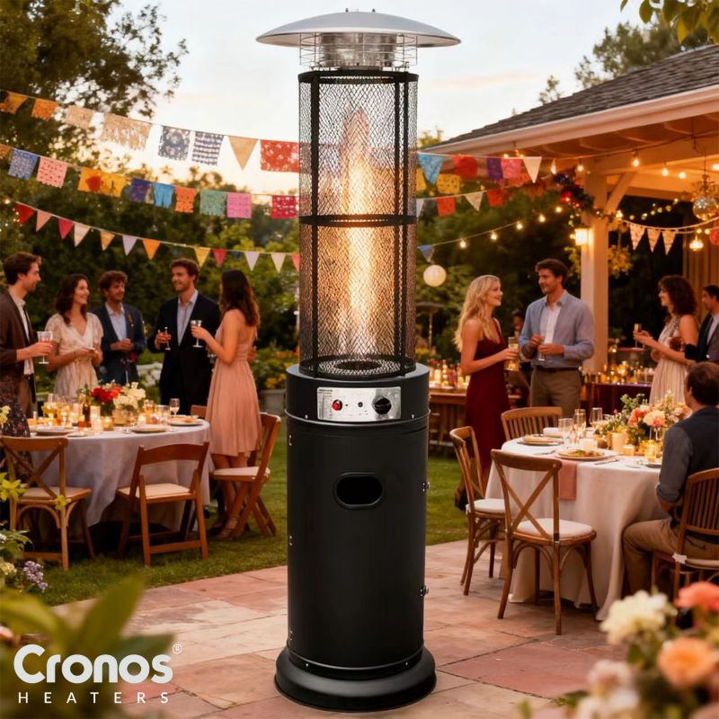 Gas Terrassevarmer Pyramide 11 kW Sort 183x46 cm