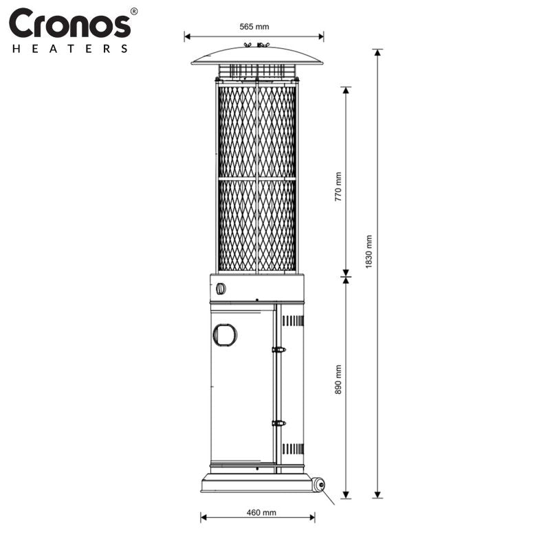 Gas Terrassevarmer Pyramide 11 kW Sort 183x46 cm