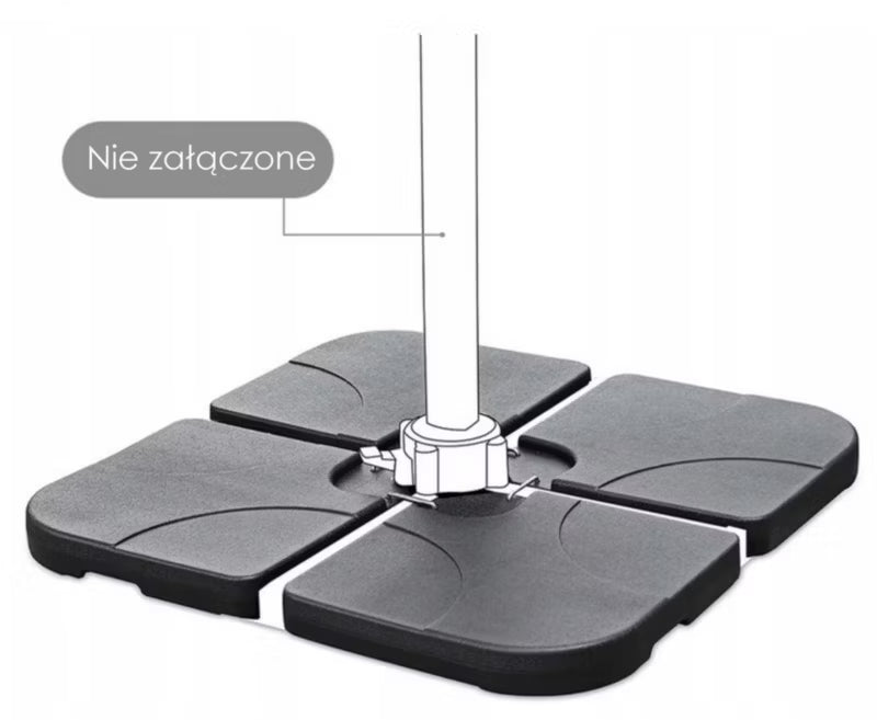 Parasolfod 4 Dele Fyldbar Sort