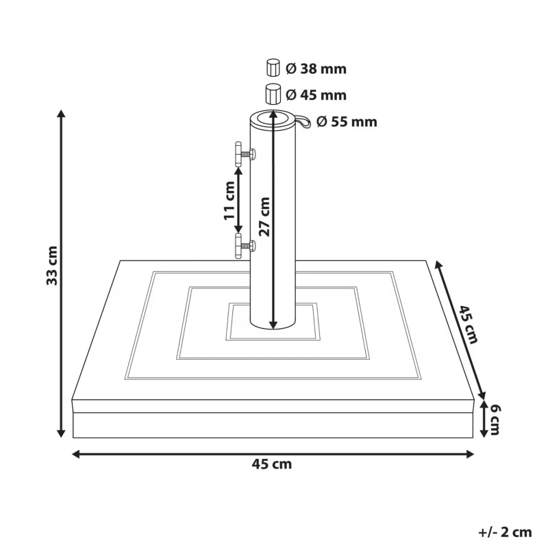 Parasolfod Ceccano 45x45 cm Kvadratisk Brun 21 kg