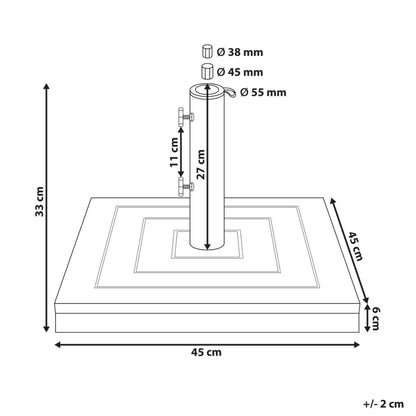 Parasolfod Ceccano 45x45 cm Kvadratisk Brun 21 kg