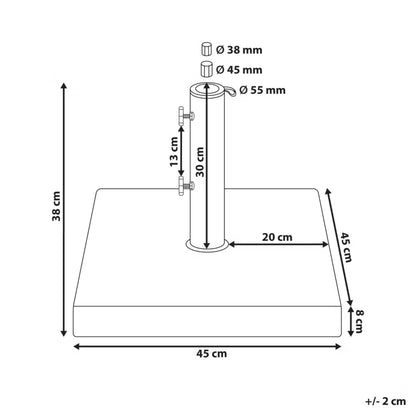 Parasolfod Cerzeto 45x45 cm 30 kg Granit Grå