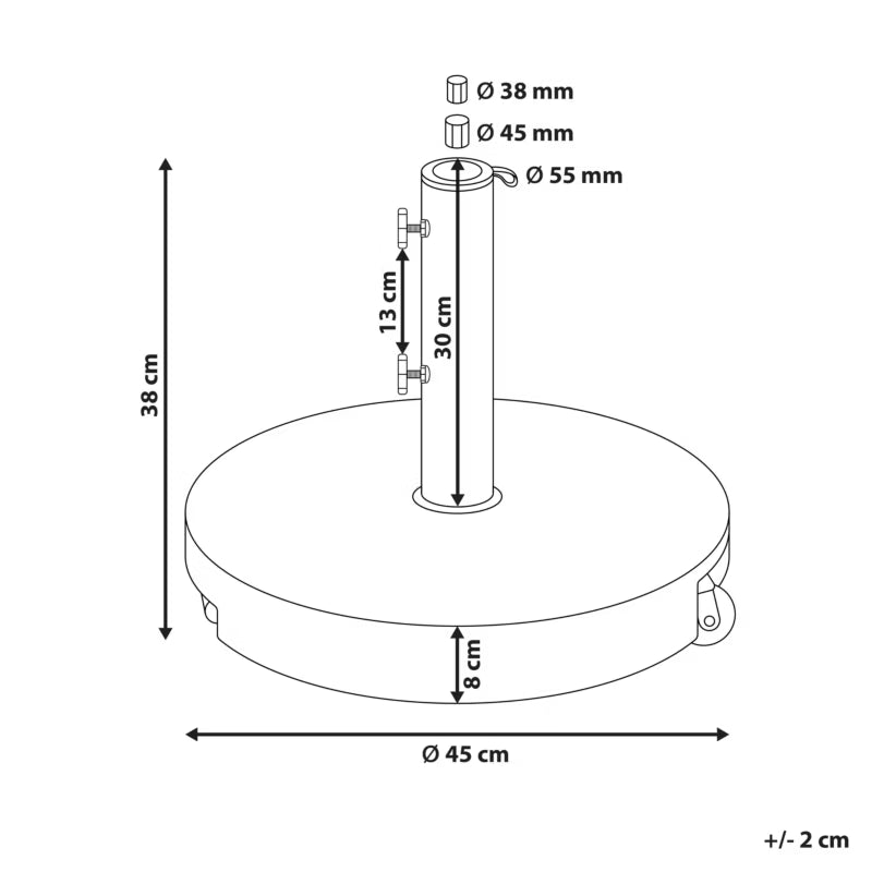 Parasolfod Cerzeto Rund 45 cm Granit Grå 30 kg