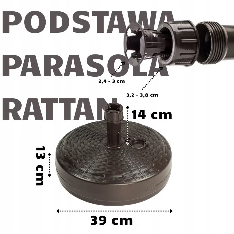 Parasolfod Rund 39 cm Brun Plastik