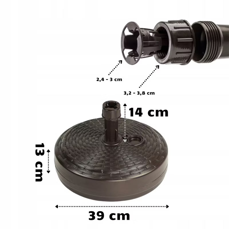 Parasolfod Rund 39 cm Brun Plastik