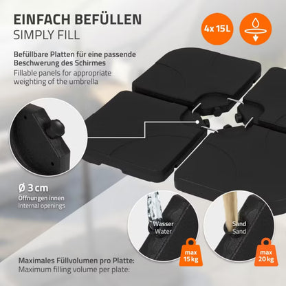 Parasolfod Vægtlodder 4 Dele 60 L Sort