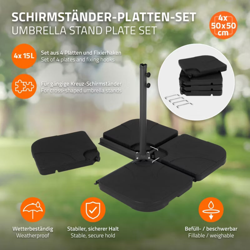 Parasolfod Vægtlodder 4 Dele 60 L Sort