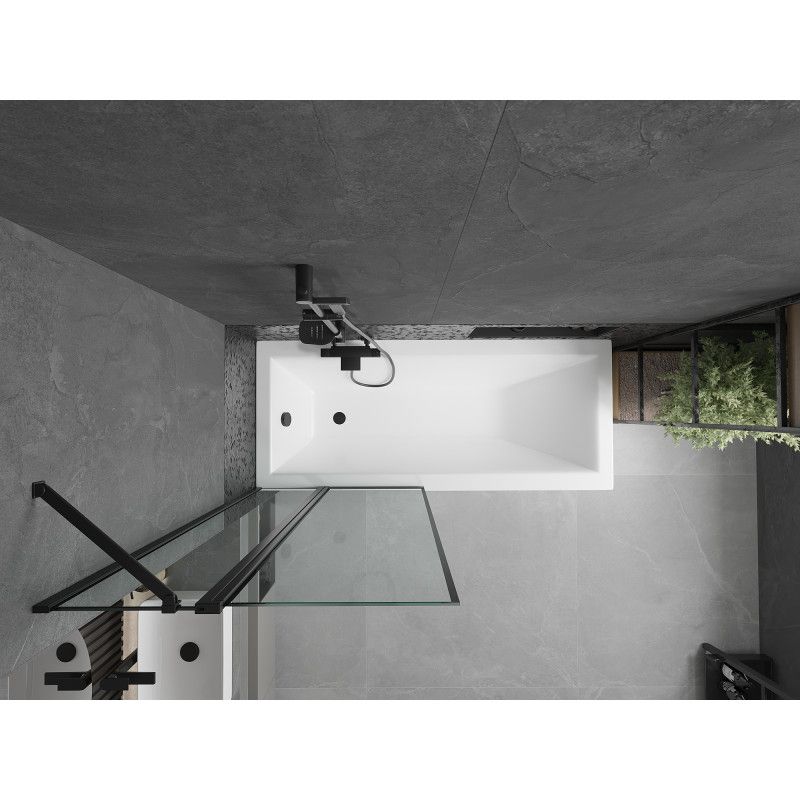 Mexen Flip 1-fløjet badekarsafskærmning 80 x 150 cm mat-sort mønster, 1 stk.