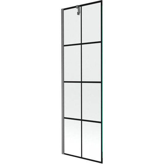 1-fløjet badekarsafskærmning Mexen Next 60 x 150 cm mat-sort gun gray mønster, 1 stk.