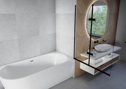 Paravan til Badekar 80x140 cm Foldbar 2-Dele Sort Hærdet Glas