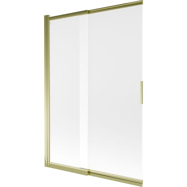 Mexen Fox 2-fløjet skydedørsvæg til badekar 120 x 150 cm frostet glas med guldfinish, 1 stk.