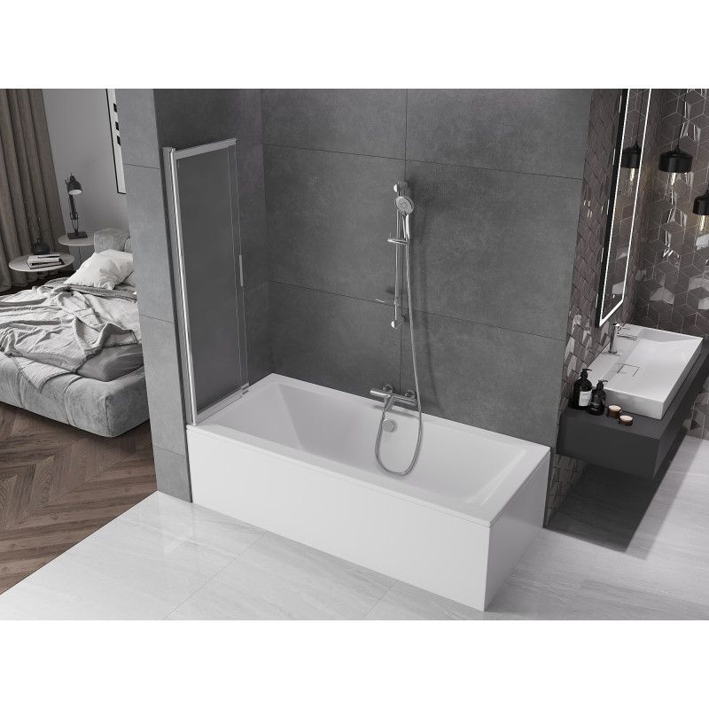 Mexen Fox 2-fløjet skydedør til badekar 85 x 150 cm frostet glas krom