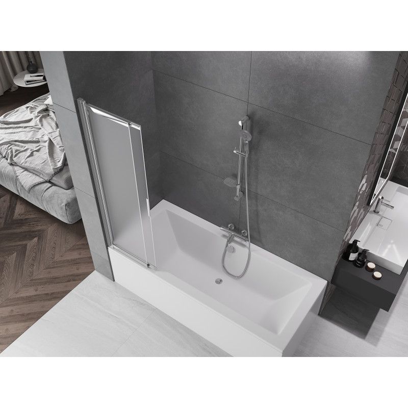 Mexen Fox 2-fløjet skydedør til badekar 85 x 150 cm frostet glas krom