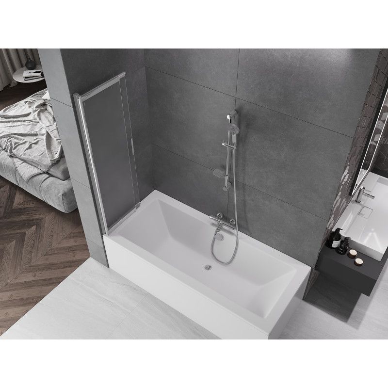 Mexen Fox 2-fløjet skydedør til badekar 85 x 150 cm frostet glas krom