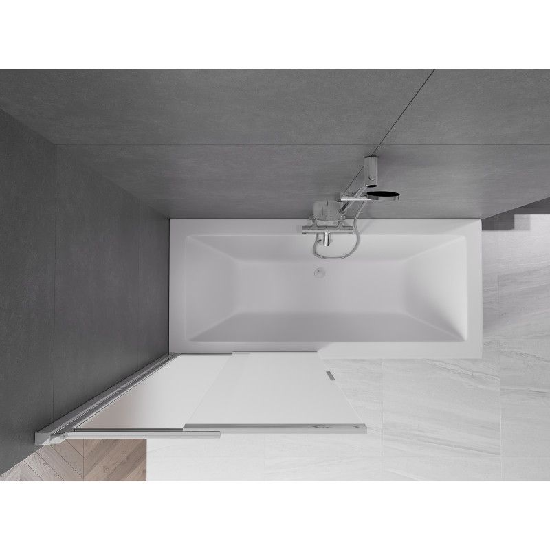 Mexen Fox 2-fløjet skydedør til badekar 85 x 150 cm frostet glas krom
