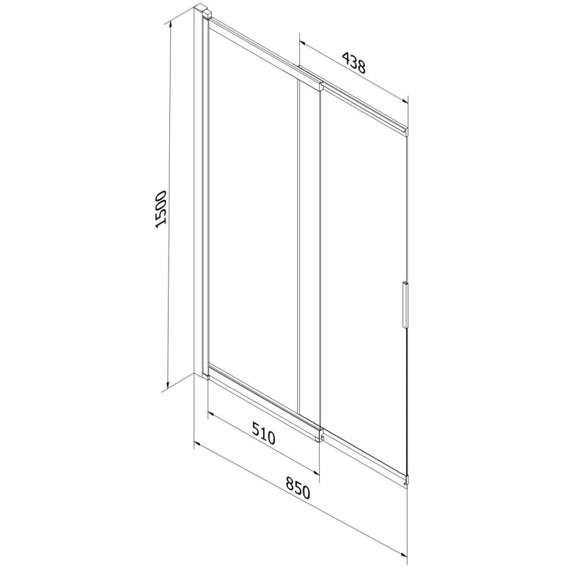 Mexen Fox 2-fløjet skydedør til badekar 85 x 150 cm frostet glas krom