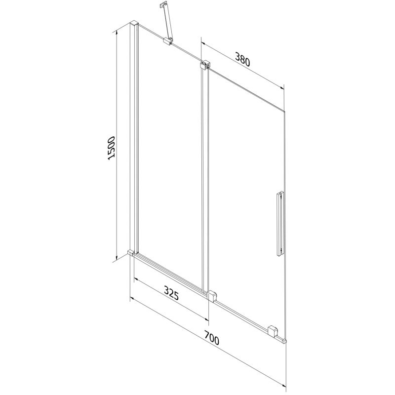 2-fløjet skydedør til badekar Mexen Velar 70 x 150 cm frostet hvid 1 stk.