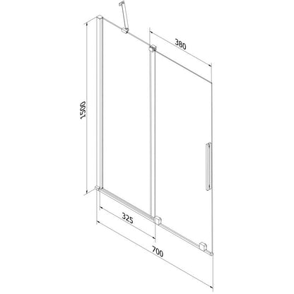 2-fløjet skydedør til badekar Mexen Velar 70 x 150 cm frostet hvid 1 stk.