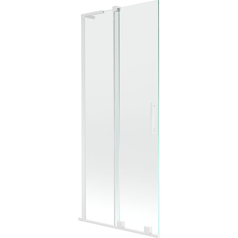 Mexen Velar L 2-fløjet skydedør til badekar 80 x 150 cm transparent med hvid ramme, 1 stk.