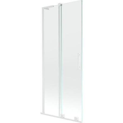 Mexen Velar L 2-fløjet skydedør til badekar 80 x 150 cm transparent med hvid ramme, 1 stk.