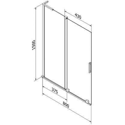 Mexen Velar L 2-fløjet skydedør til badekar 80 x 150 cm transparent med hvid ramme, 1 stk.