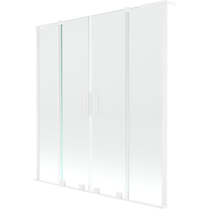 Mexen Velar L Duo 2-fløjet skydedør til badekar 140 x 150 cm transparent hvid 1 stk.