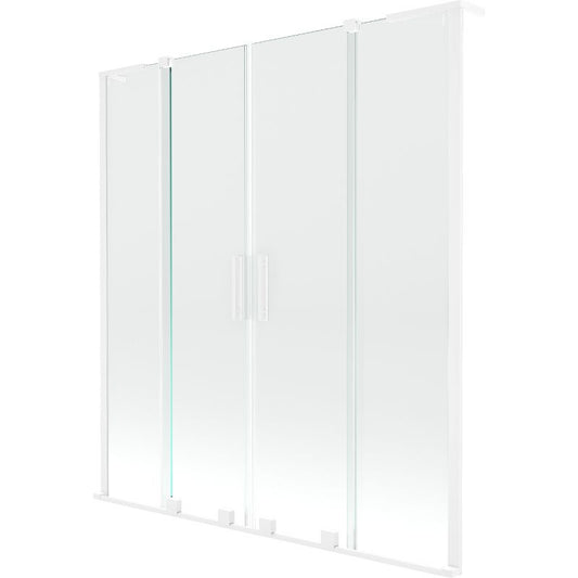 Mexen Velar L Duo 2-fløjet skydedør til badekar 140 x 150 cm transparent hvid 1 stk.