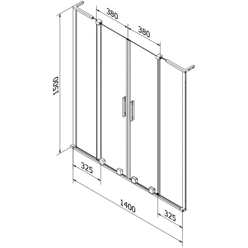 Mexen Velar L Duo 2-fløjet skydedør til badekar 140 x 150 cm transparent hvid 1 stk.